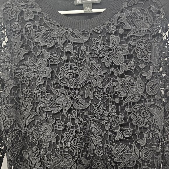 Black Lace Knit Sweater Blouse Boho Goth Fairy Whimsygoth M - Picture 7 of 10